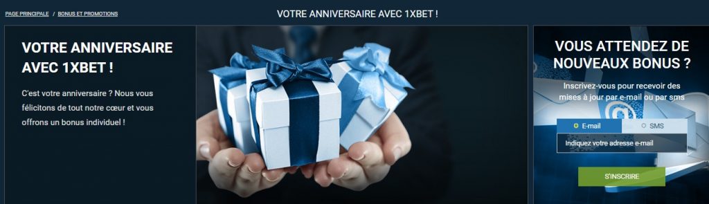 Code promo le jour anniversaire 1xbet